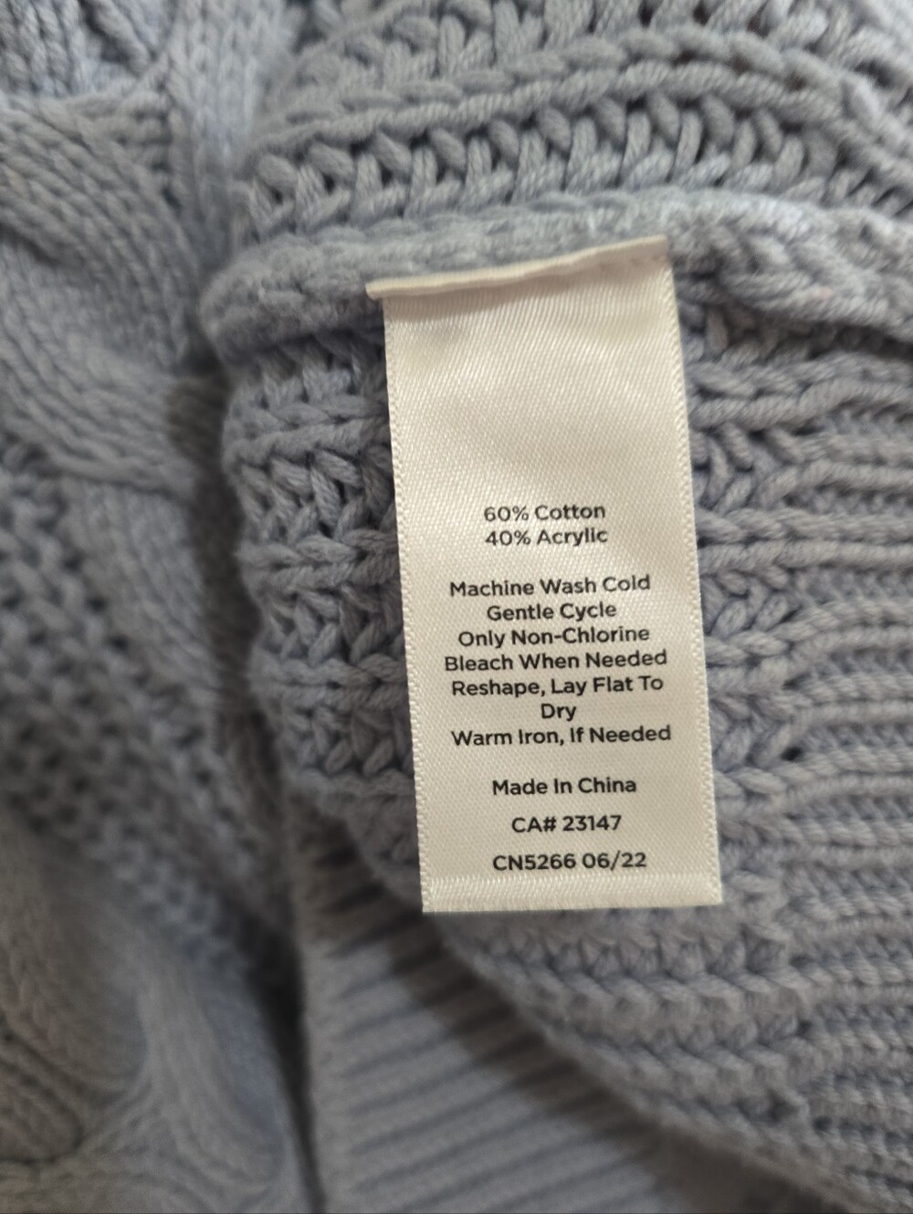 Talbots Haven Well Within Cowlneck Cable Knit Sweater Small Light Blue Oversized - Picture 6 of 6